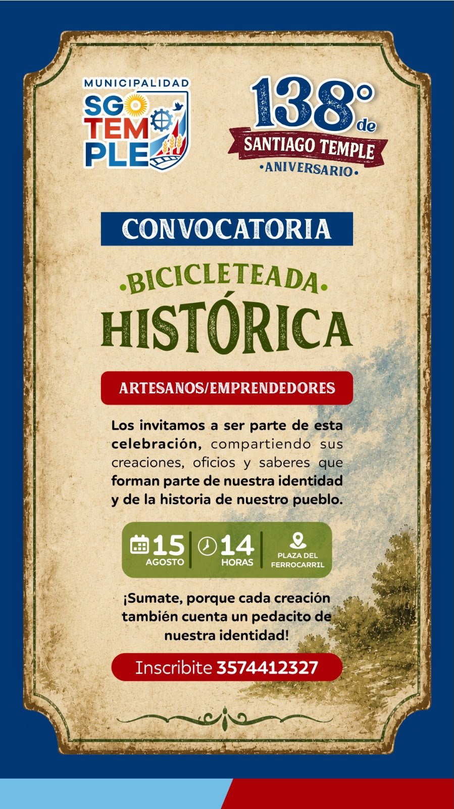 La Bicicleteada Histórica por el 138° aniversario de Santiago Temple fue reprogramada para el 30 de agosto