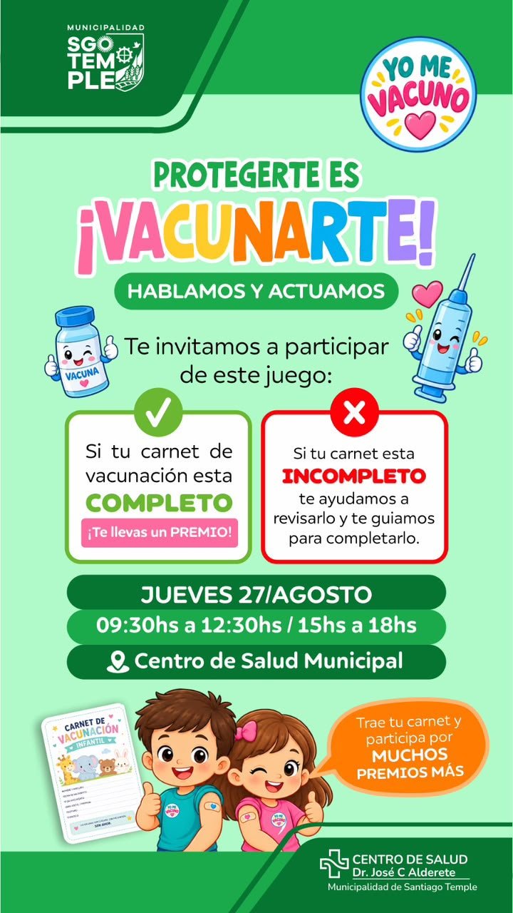 "¡Protegerte es vacunarte!": jornada para revisar y completar los esquemas de vacunación